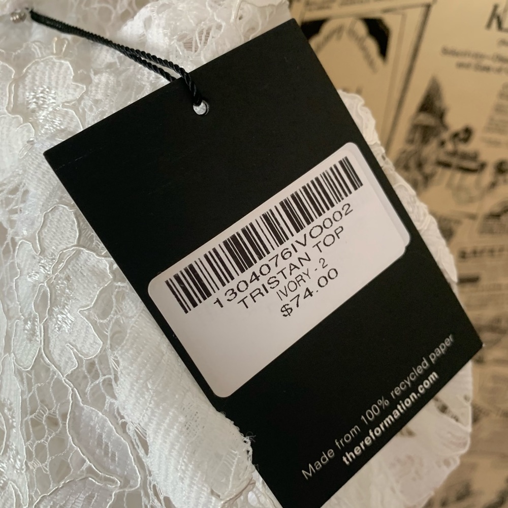 Reformation Tristan top white lace NWT size 2 XS - Picture 11 of 12